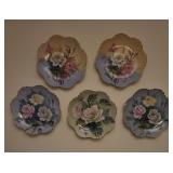 Lefton China Hand Painted Floral Plates Set