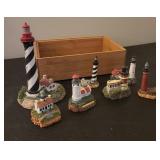 7 Painted Lighthouse Figurines