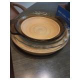 Pyrex Glass Pie Plates and Stoneware Dish Set