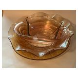 Amber and Pink Depression Glass Bowls and Plï¿½