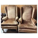 Velvet Upholstered Wingback Chairs