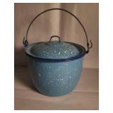 Blue Enamelware Campfire Pot with Lid