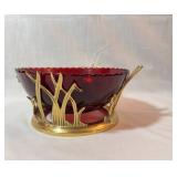 Mikasa Rose Bowl with Brass Stand