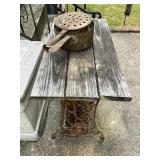 Singer Cast Iron Treadle Base Table and Pop-C