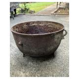 Large Cast Iron Cauldron with Crack