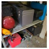 Two Shelves of Tools and Toolboxes