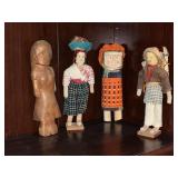 Four Folk Art Figures With Textile
