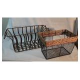 Metal and Wicker Storage Baskets