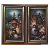 * 250 - Rommel Framed Cityscape Oil Paintings