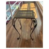 Wicker and Metal Plant Stand Table