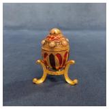 Ornate Enameled Egg Trinket Box with Stand