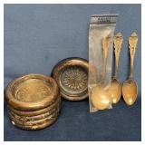 Six Sterling Silver Rimmed Glass Coasters and