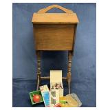 Wooden Footed Sewing Box, 29' Tall