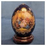 Limoges Porcelain Decorative Egg with Stand