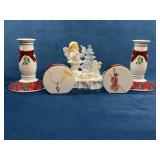 Holiday Dï¿½cor Lot: Candle Holders, Napkin RIn