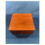 Wooden Lidded Storage Box, 10x10x3.75 in