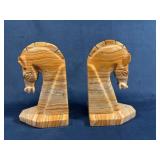 Onyx Stone Horse Head Bookends Pair