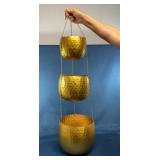Three-Tier Gold Metal Hanging Planter, 40'