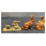 Three Rabbit Figurines