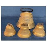 4 Swiss Brass Cowbells