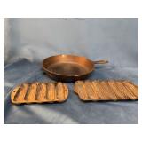 Cast Iron Skillet and Cornbread Pans Set