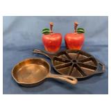 Cast Iron Skillet, Wedge Pan, and Apple Decor