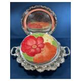 Five Assorted Platters: Silver Plate and Cer