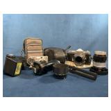 Camera and Accessory Lot: Canon, Nikkormat, L
