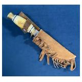 Fixed Blade Knife with Sheath and Cream Trim