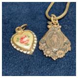 Two Sterling Charms with Silver Tone Chain