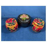 Three Russian Lacquer Boxes USSR Floral