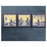 3 Framed Dutch Delft Tiles