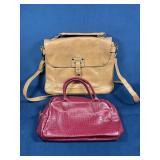 Emilie m. Faux Croc Satchel and Red Handbag