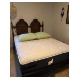 Wooden Queen Bed Frame with Mattress