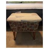 Upholstered Sewing Box With Contents, 19' x