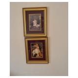 Pair Framed Prints of Children with Animals,
