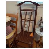 Mid-Century Wood Valet Chair With Woven Seat