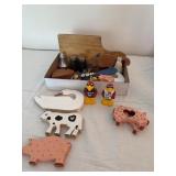 Wooden Animal Figures and Boxed Lot
