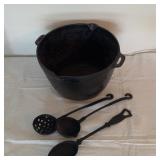 Cast Iron Pot with Three Utensils