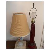 Table Lamps: Floral Ceramic and Wood