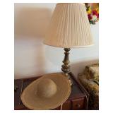 Brass Table Lamp with Pleated Shade