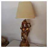 Gold-Toned Figural Table Lamp with Shade