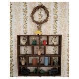 Wooden Shadow Box With Miniature Decor Items