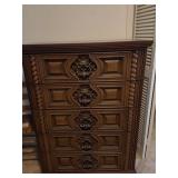 Ornate Wood Chest of Drawers, 5-Drawer, 47'H