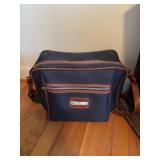 Blue Leather-Trimmed Messenger Bag and Star