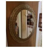 Ornate Oval Wall Mirror with Decorated Frame