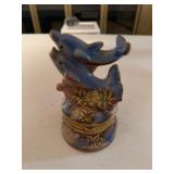 Hand-Painted Porcelain Dolphin Trinket Box
