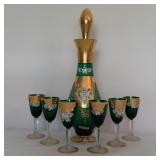 Victorian Glass Setei Decanter and 6 Glasses