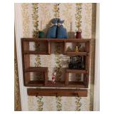 Figurines and Decor on Wood Shelf