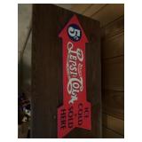Pepsi-Cola Arrow Tin Advertising Sign